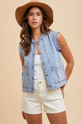 Kasey Scalloped Vest-Vest-Anniewear-Summit Lane Boutique, Women's Apparel and Gifts located in Grand Rapids, MI