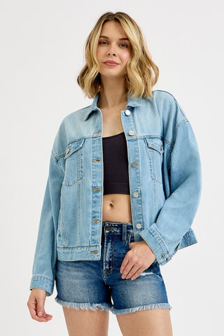 Skye Oversized Denim Jacket-Jackets-Risen-Summit Lane Boutique, Women's Apparel and Gifts located in Grand Rapids, MI