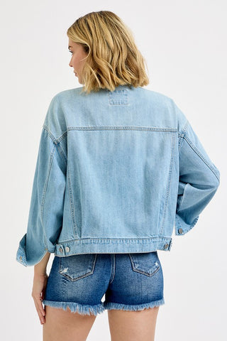 Skye Oversized Denim Jacket-Jackets-Risen-Summit Lane Boutique, Women's Apparel and Gifts located in Grand Rapids, MI