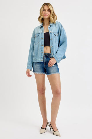 Skye Oversized Denim Jacket-Jackets-Risen-Summit Lane Boutique, Women's Apparel and Gifts located in Grand Rapids, MI