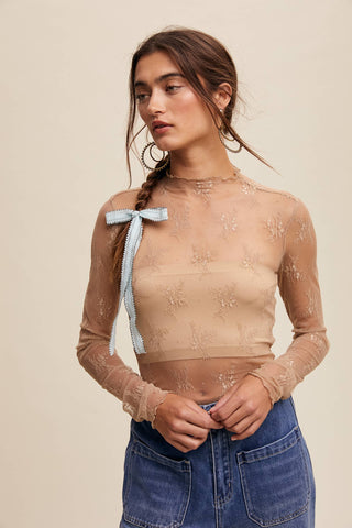Sheer Lace Long-Sleeve Top-Long Sleeves-Listicle-Summit Lane Boutique, Women's Apparel and Gifts located in Grand Rapids, MI