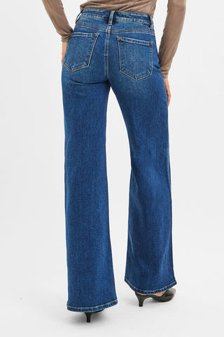 Mid Rise Wide Jeans With Front Patch Pocket-Jeans-Risen-Summit Lane Boutique, Women's Apparel and Gifts located in Grand Rapids, MI