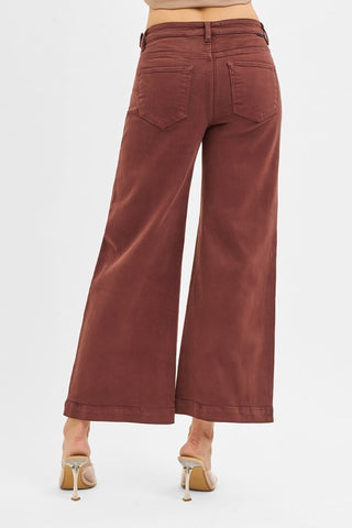 Brown Cropped Wide Leg-Jeans-Risen-Summit Lane Boutique, Women's Apparel and Gifts located in Grand Rapids, MI