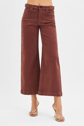 Brown Cropped Wide Leg-Jeans-Risen-Summit Lane Boutique, Women's Apparel and Gifts located in Grand Rapids, MI