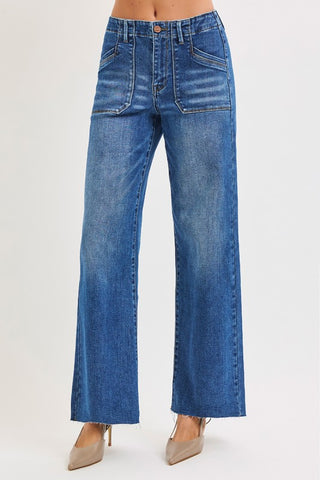 Tatum Patch Pocket Jeans-Jeans-Risen-Summit Lane Boutique, Women's Apparel and Gifts located in Grand Rapids, MI