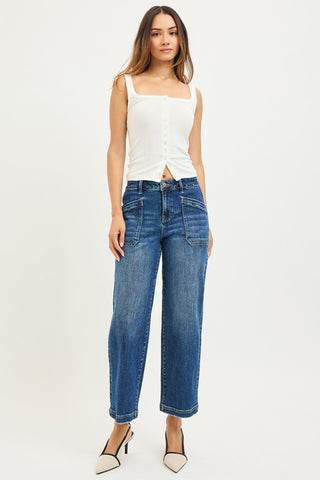 Maverick Slouchy Cropped Jeans-Jeans-Risen-Summit Lane Boutique, Women's Apparel and Gifts located in Grand Rapids, MI