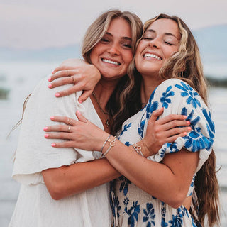 "Sisters" Gold & Pearl Shareable Hair Tie Bracelet Set-Bracelets-K'lani hair tie bracelets-Summit Lane Boutique, Women's Apparel and Gifts located in Grand Rapids, MI