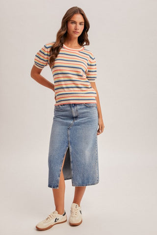 Madelyn Pointelle S/S Top-Short Sleeves-Hem & Thread-Summit Lane Boutique, Women's Apparel and Gifts located in Grand Rapids, MI