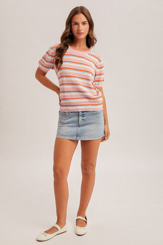 Madelyn Pointelle S/S Top-Short Sleeves-Hem & Thread-Summit Lane Boutique, Women's Apparel and Gifts located in Grand Rapids, MI
