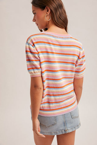 Madelyn Pointelle S/S Top-Short Sleeves-Hem & Thread-Summit Lane Boutique, Women's Apparel and Gifts located in Grand Rapids, MI