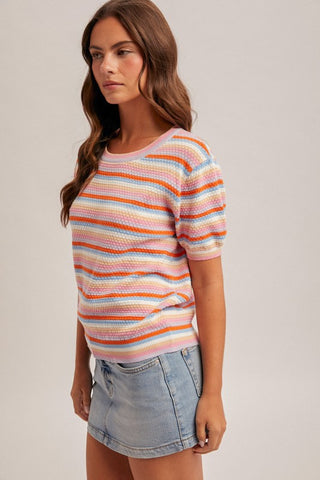 Madelyn Pointelle S/S Top-Short Sleeves-Hem & Thread-Summit Lane Boutique, Women's Apparel and Gifts located in Grand Rapids, MI