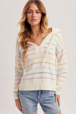 Josette Striped Hoodie-pullover-Hem & Thread-Summit Lane Boutique, Women's Apparel and Gifts located in Grand Rapids, MI
