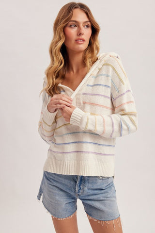 Josette Striped Hoodie-pullover-Hem & Thread-Summit Lane Boutique, Women's Apparel and Gifts located in Grand Rapids, MI