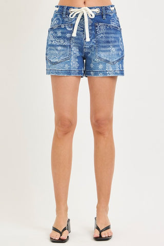 Slouchy Paisley Print Patch Pocket Shorts-Shorts-Risen-Summit Lane Boutique, Women's Apparel and Gifts located in Grand Rapids, MI