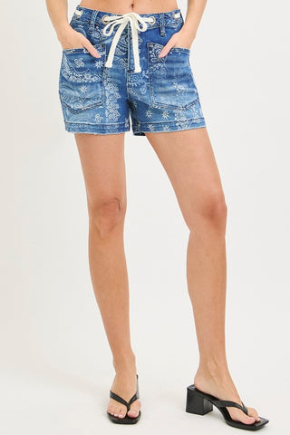 Slouchy Paisley Print Patch Pocket Shorts-Shorts-Risen-Summit Lane Boutique, Women's Apparel and Gifts located in Grand Rapids, MI