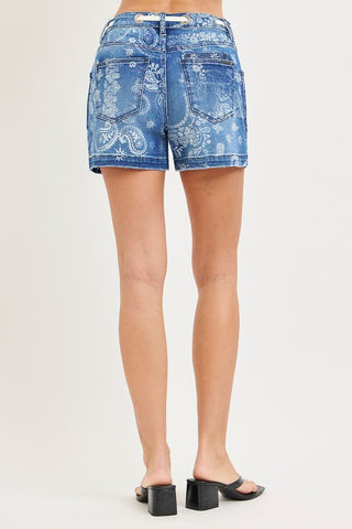Slouchy Paisley Print Patch Pocket Shorts-Shorts-Risen-Summit Lane Boutique, Women's Apparel and Gifts located in Grand Rapids, MI