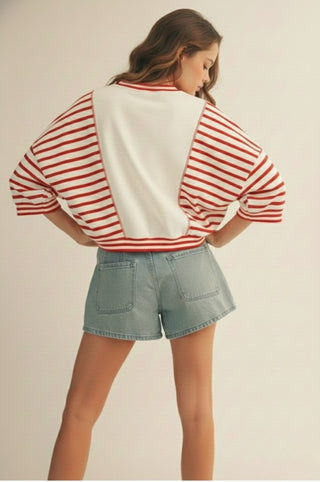 4th of July USA Letter Sweatshirt-Short Sleeves-LovLov-Summit Lane Boutique, Women's Apparel and Gifts located in Grand Rapids, MI
