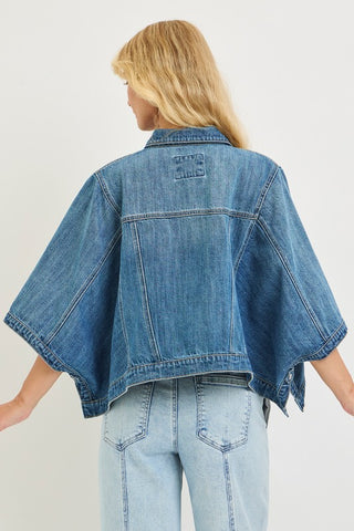 Jori Cape Denim Jacket-Jackets-Risen-Summit Lane Boutique, Women's Apparel and Gifts located in Grand Rapids, MI
