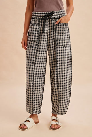 Chelsea Check Barrel Pants-Pants-Anniewear-Summit Lane Boutique, Women's Apparel and Gifts located in Grand Rapids, MI
