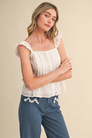 The Brielle Eyelet Peplum Top-Sleeveless-&MERCI-Summit Lane Boutique, Women's Apparel and Gifts located in Grand Rapids, MI