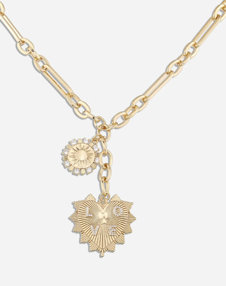 LOVE - HEART Celestial Lariat Necklace 14K CZ- Charm-Necklaces-HoopLa Style-Summit Lane Boutique, Women's Apparel and Gifts located in Grand Rapids, MI
