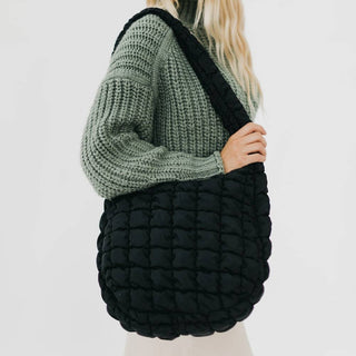 Carmen Quilted Hobo Tote Bag-Handbags-Pretty Simple-Summit Lane Boutique, Women's Apparel and Gifts located in Grand Rapids, MI