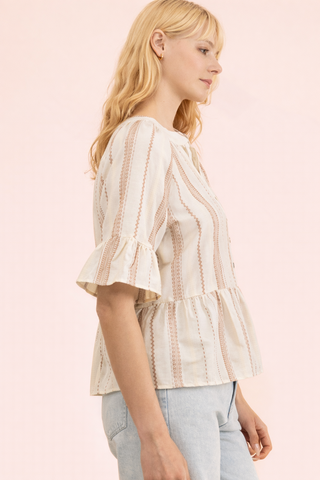 Elodie Striped Peplum Blouse