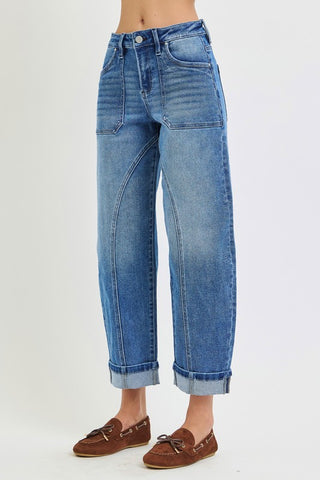 Stacy Barrel Jeans-Jeans-Risen-Summit Lane Boutique, Women's Apparel and Gifts located in Grand Rapids, MI