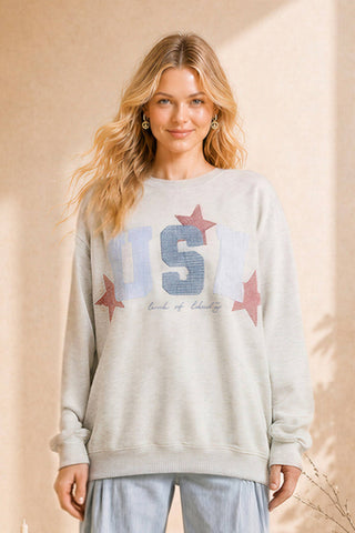 USA Patchwork Oversized Crewneck Top-Sweatshirt-Main Strip-Summit Lane Boutique, Women's Apparel and Gifts located in Grand Rapids, MI