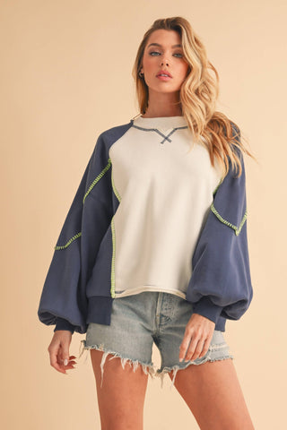 Nya Colorblock Sweatshirt-sweatshirt-AEMI + CO-Summit Lane Boutique, Women's Apparel and Gifts located in Grand Rapids, MI