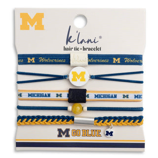 University of Michigan Game Day Hair Tie Bracelets-Bracelets-K'lani hair tie bracelets-Summit Lane Boutique, Women's Apparel and Gifts located in Grand Rapids, MI