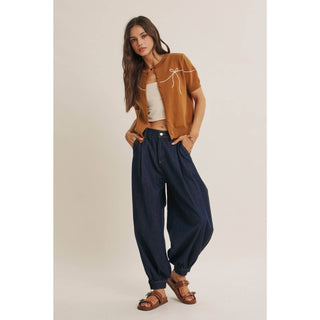 FRENCH MORNING BOW EMBROIDERED BUTTON-DOWN COTTON CARDIGAN-Cardigans-in february-Summit Lane Boutique, Women's Apparel and Gifts located in Grand Rapids, MI