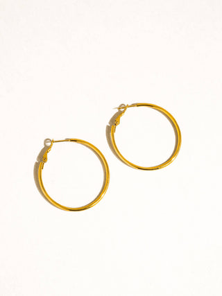 Eska 18K Gold Non-Tarnish Classic Thin Hoop Earring-Earrings-Flânerie by MAIQ-Summit Lane Boutique, Women's Apparel and Gifts located in Grand Rapids, MI