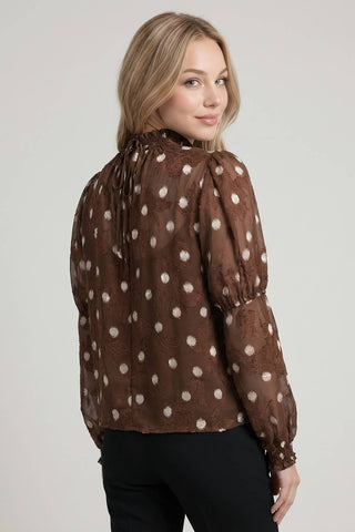 Mocha Dot Blouse-Blouse-Doe and Rae-Summit Lane Boutique, Women's Apparel and Gifts located in Grand Rapids, MI