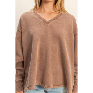 Rowan V Neck Sweatshirt-Sweatshirt-HYFVE-Summit Lane Boutique, Women's Apparel and Gifts located in Grand Rapids, MI