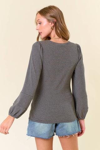 Winnie Bubble Sleeve Top-Long Sleeves-Doe and Rae-Summit Lane Boutique, Women's Apparel and Gifts located in Grand Rapids, MI