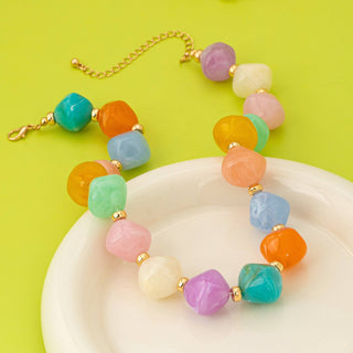 Multicolor Oversized Faceted Pastel Bead Necklace | 80N92990-JOSSLYN by wall to wall-Summit Lane Boutique, Women's Apparel and Gifts located in Grand Rapids, MI