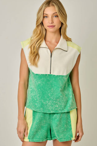 Sunset Coast Half Zip Terry Top-Sleeveless-Mystree-Summit Lane Boutique, Women's Apparel and Gifts located in Grand Rapids, MI