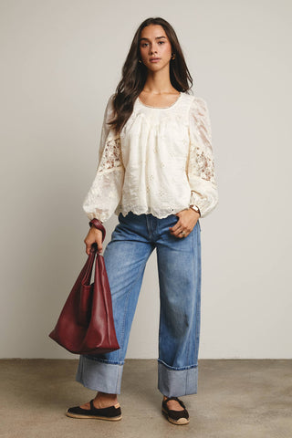 Bailey Embroidered Lace Blouse-Blouse-Forte-Summit Lane Boutique, Women's Apparel and Gifts located in Grand Rapids, MI