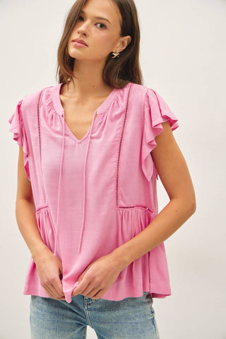 Aria Ruffle Sleeve top-Blouse-Be Cool-Summit Lane Boutique, Women's Apparel and Gifts located in Grand Rapids, MI