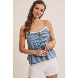 Eloise Pleated Tank-Tank Top-in february-Summit Lane Boutique, Women's Apparel and Gifts located in Grand Rapids, MI