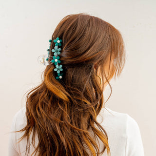 Daisy Claw Clip - Green-Hair Accessories-The Darling Effect-Summit Lane Boutique, Women's Apparel and Gifts located in Grand Rapids, MI