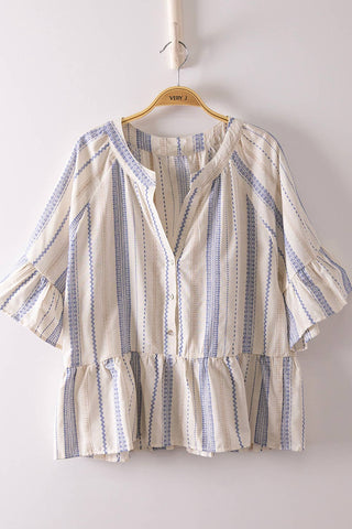Elodie Striped Peplum Blouse