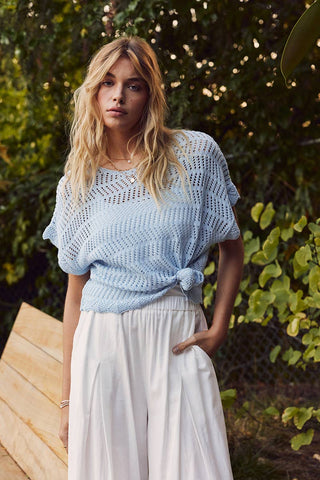 Kendra Open Weave Top-Short Sleeves-in february-Summit Lane Boutique, Women's Apparel and Gifts located in Grand Rapids, MI