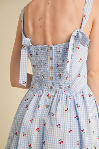 CHERRY GINGHAM MIDI DRESS-&MERCI-Summit Lane Boutique, Women's Apparel and Gifts located in Grand Rapids, MI