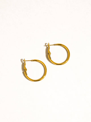 Eska 18K Gold Non-Tarnish Classic Thin Hoop Earring-Earrings-Flânerie by MAIQ-Summit Lane Boutique, Women's Apparel and Gifts located in Grand Rapids, MI