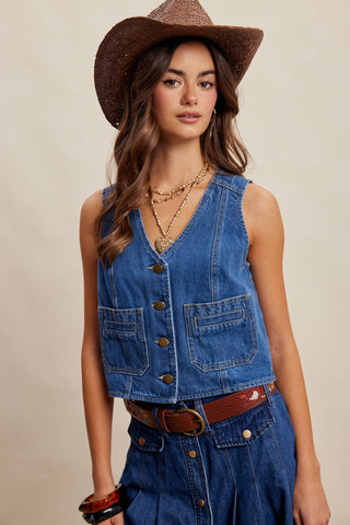 Dakota Denim Vest-Vest-Listicle-Summit Lane Boutique, Women's Apparel and Gifts located in Grand Rapids, MI
