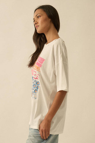 Soleil Beach Distressed Oversize Graphic Tee-Promesa USA-Summit Lane Boutique, Women's Apparel and Gifts located in Grand Rapids, MI