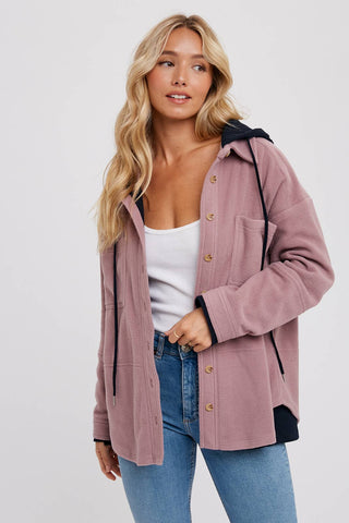 Lindsey Fleece Hoodie Shacket-Jackets-Bluivy-Summit Lane Boutique, Women's Apparel and Gifts located in Grand Rapids, MI