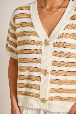 Annika Nautical Stripe Cardigan with Starfish Buttons-Cardigans-Main Strip-Summit Lane Boutique, Women's Apparel and Gifts located in Grand Rapids, MI